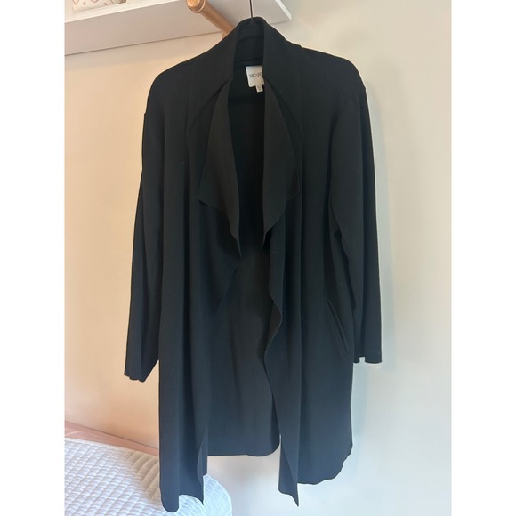 Nic+Zoe Black Drape Front Long Sleeve Cardigan Sweater Jacket 1X - Picture 1 of 5